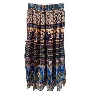 BROOMSTICK India Maxi Skirt Size OS Crinkle Rayon Boho Gypsy Indie Festival, Bel